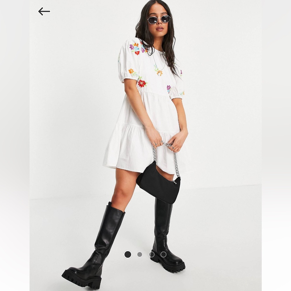 ASOS Tie Back Mini Dress with Embroidery